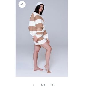 Lucca, Striped Tan and White Sweater Set